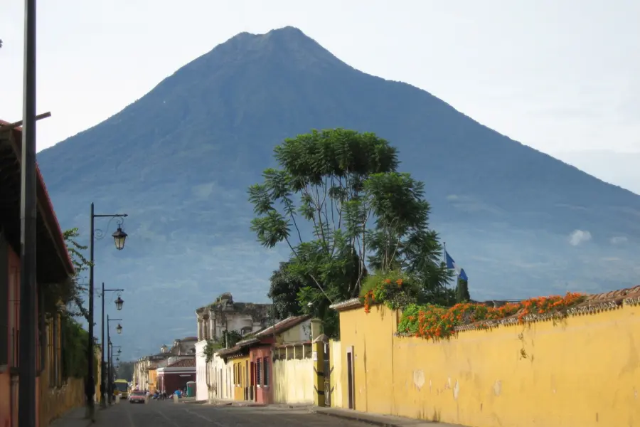 Avila Travel: Local village in Guatemala with a volcano