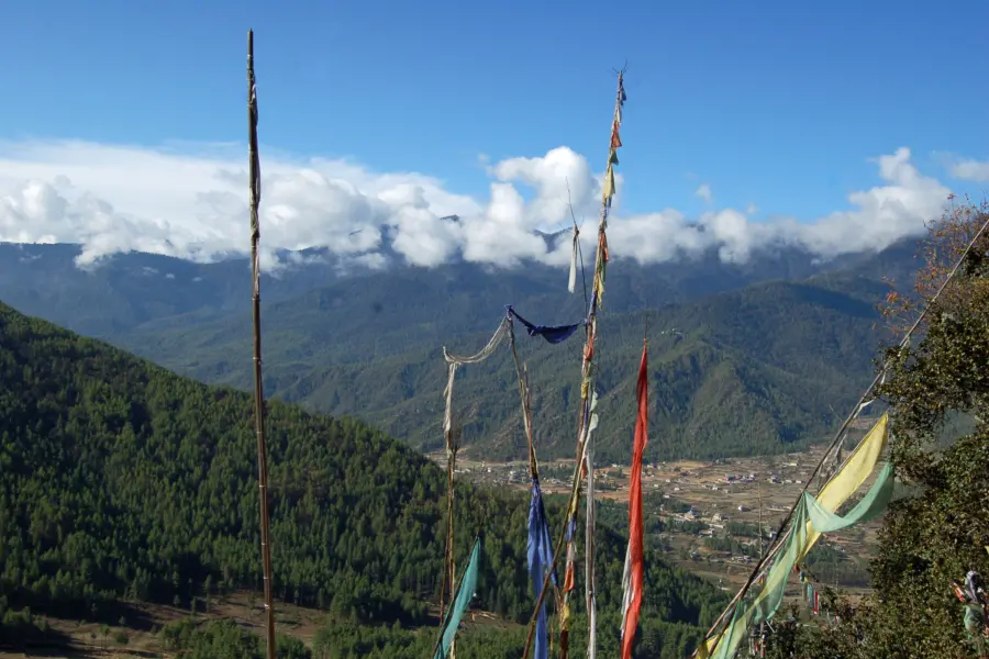 Paro valley with prayer flags
